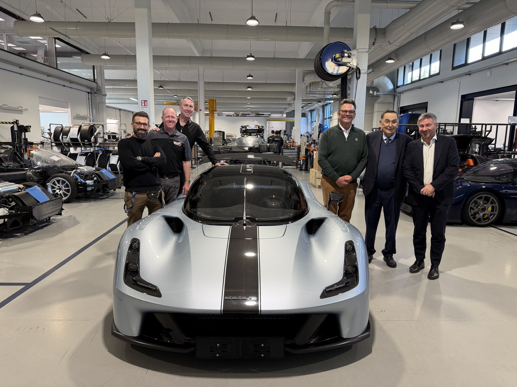 Bruce Qvale with the Dallara team at the Dallara factory